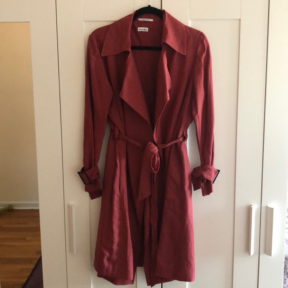 Steven Alan Linen Trench Coat in Rust